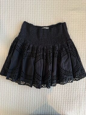 Black Eyelet Mini Skirt - Women